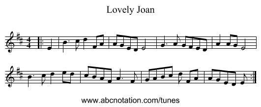 Lovely Joan - staff notation
