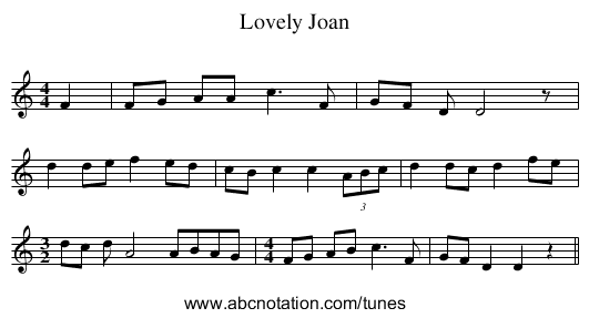Lovely Joan - staff notation