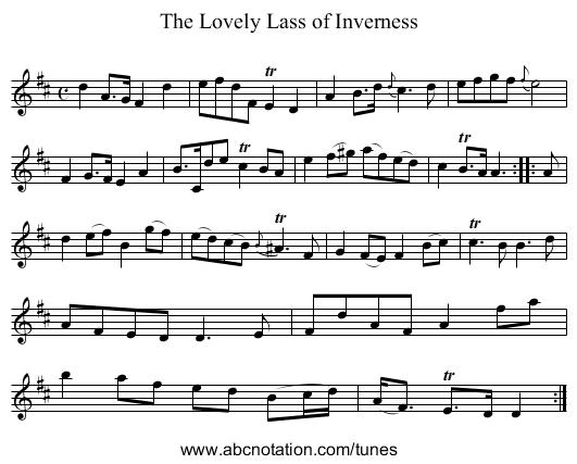 Lovely Lass of Inverness, The - staff notation