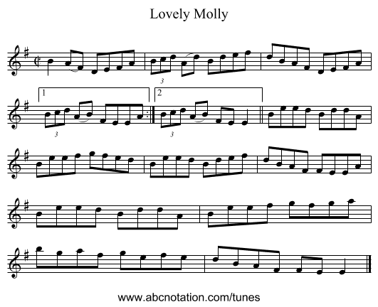 Lovely Molly - staff notation