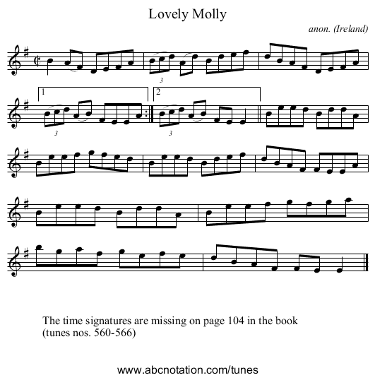 Lovely Molly - staff notation