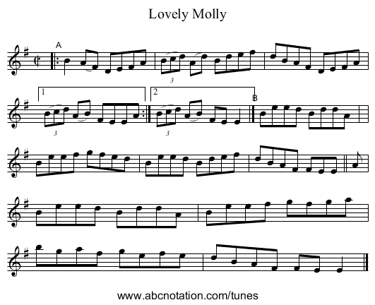 Lovely Molly - staff notation