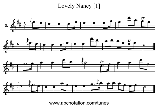 Lovely Nancy [1] - staff notation