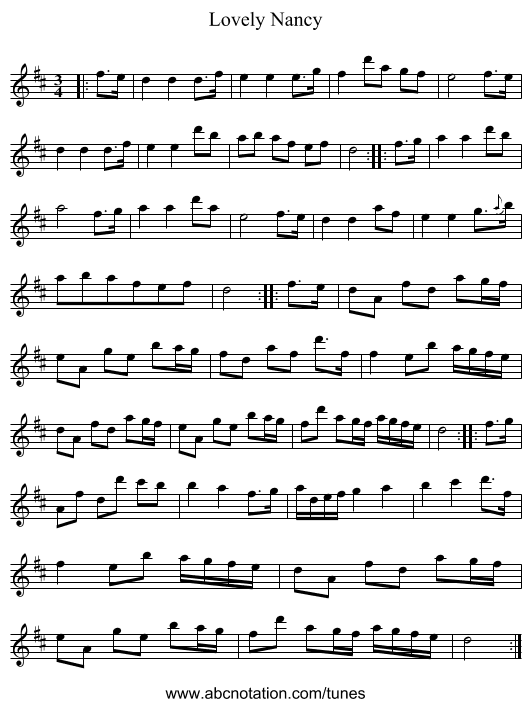 Lovely Nancy - staff notation