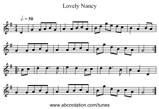 Lovely Nancy - staff notation