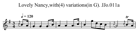 Lovely Nancy,with(4) variations(in G). JJo.011a - staff notation