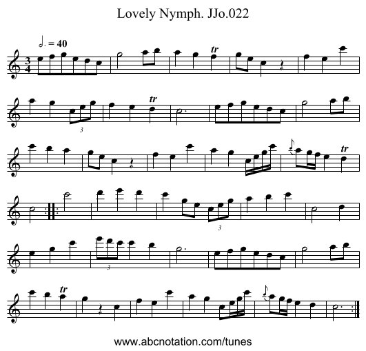 Lovely Nymph. JJo.022 - staff notation
