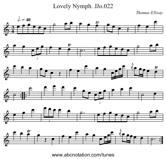 Lovely Nymph. JJo.022 - staff notation