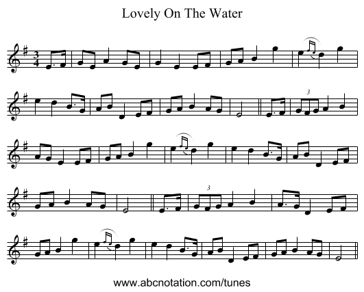 Lovely On The Water - staff notation
