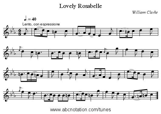 Lovely Rosabelle - staff notation