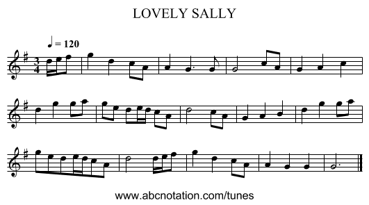 LOVELY SALLY - staff notation