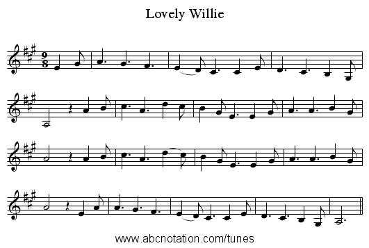 Lovely Willie - staff notation