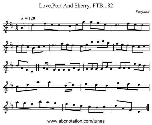 Love,Port And Sherry. FTB.182 - staff notation