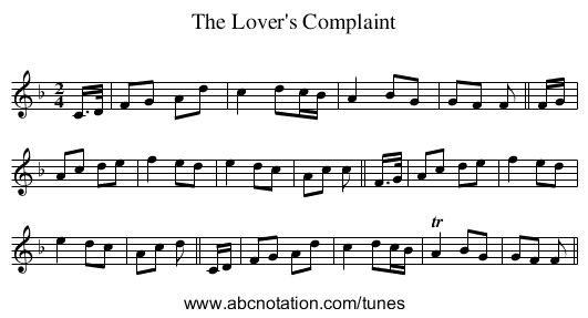Lover's Complaint, The - staff notation