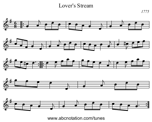 Lover's Stream - staff notation