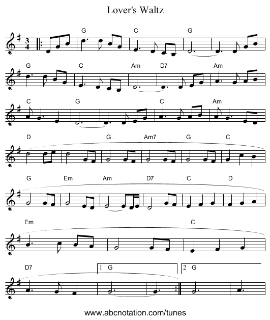 Lover's Waltz - staff notation