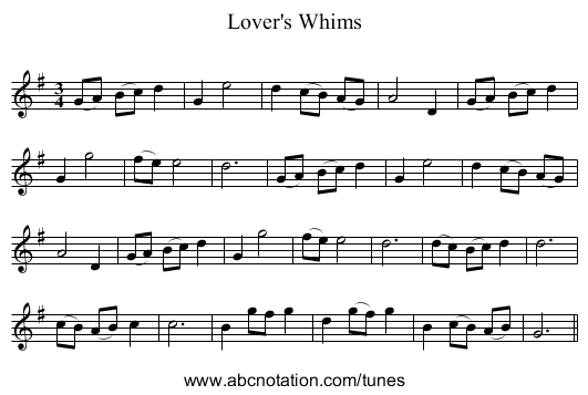 Lover's Whims - staff notation