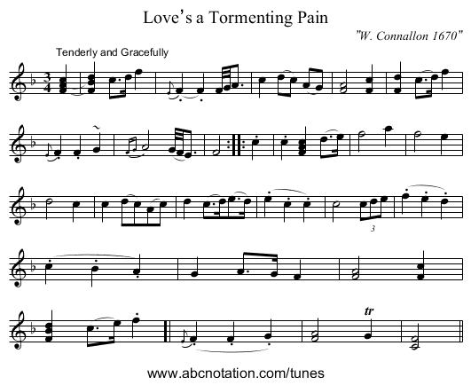 Love’s a Tormenting Pain - staff notation