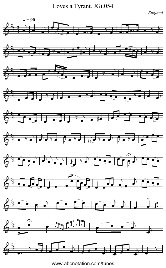 Loves a Tyrant. JGi.054 - staff notation