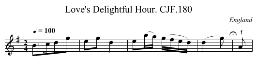 Love's Delightful Hour. CJF.180 - staff notation
