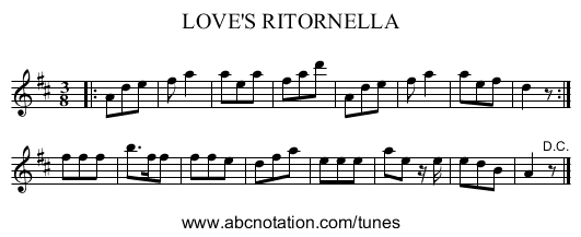 LOVE'S RITORNELLA - staff notation