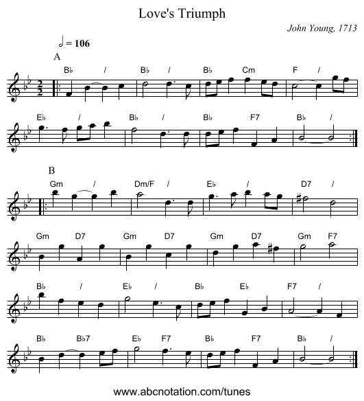 Love's Triumph - staff notation
