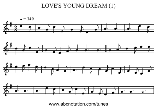 LOVE'S YOUNG DREAM (1) - staff notation