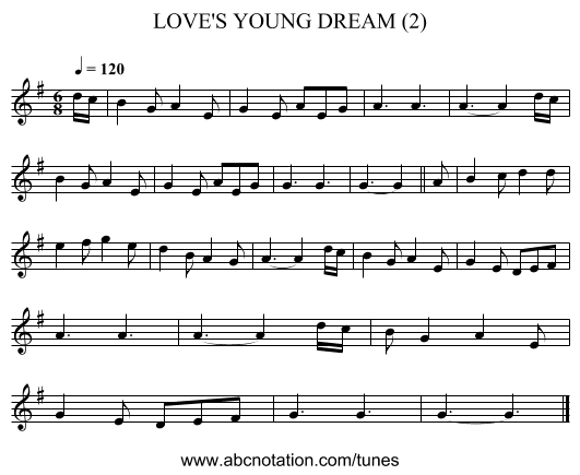 LOVE'S YOUNG DREAM (2) - staff notation