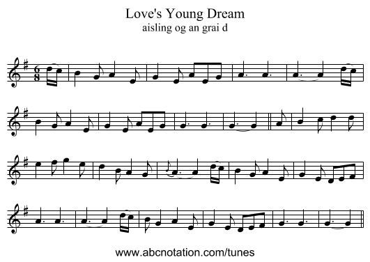 Love's Young Dream - staff notation