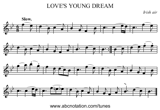 LOVE'S YOUNG DREAM - staff notation