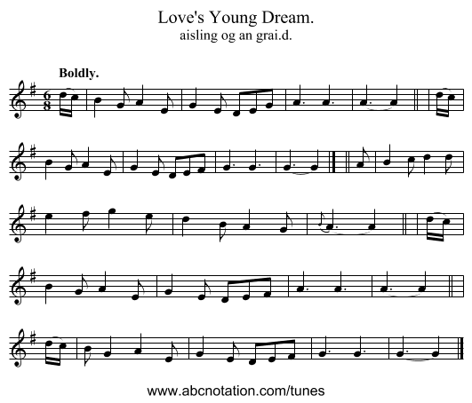 Love's Young Dream. - staff notation