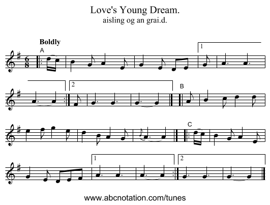Love's Young Dream. - staff notation