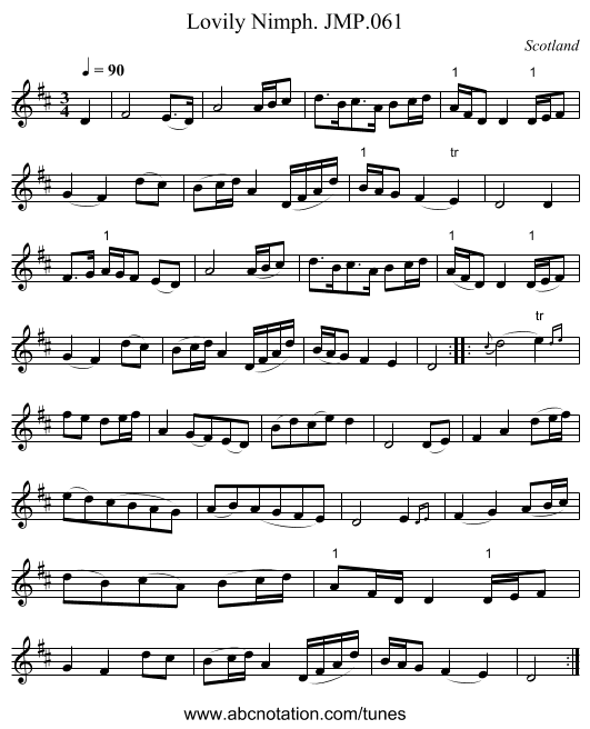 Lovily Nimph. JMP.061 - staff notation