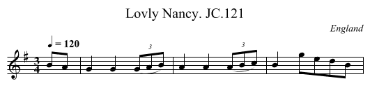 Lovly Nancy. JC.121 - staff notation