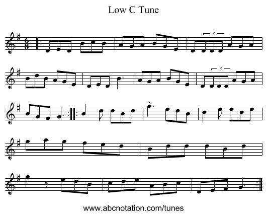 Low C Tune - staff notation
