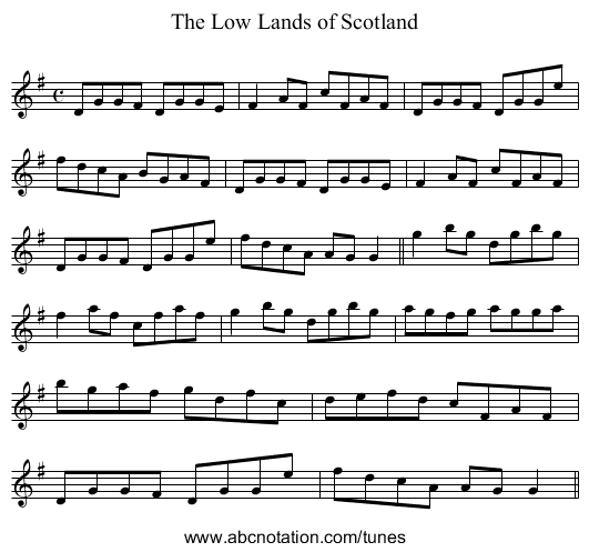 Low Lands of Scotland, The - staff notation