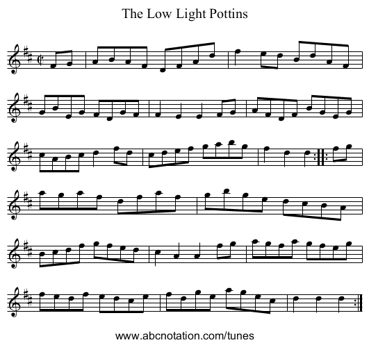 Low Light Pottins, The - staff notation