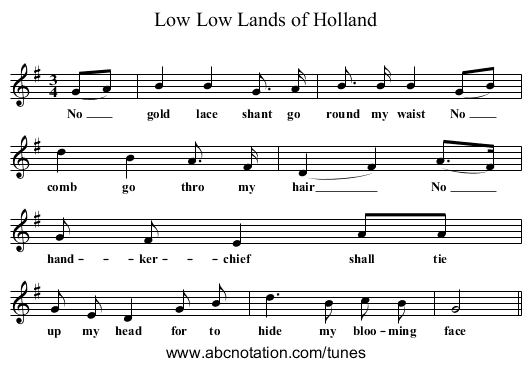 Low Low Lands of Holland - staff notation