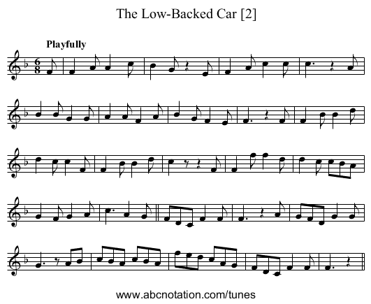 Low-Backed Car [2], The - staff notation
