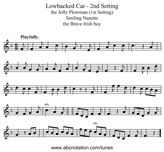 Lowbacked Car - 2nd Setting - staff notation