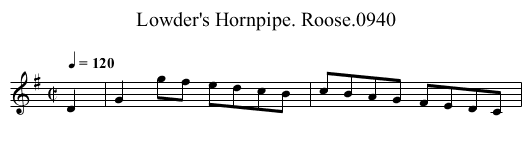 Lowder's Hornpipe. Roose.0940 - staff notation