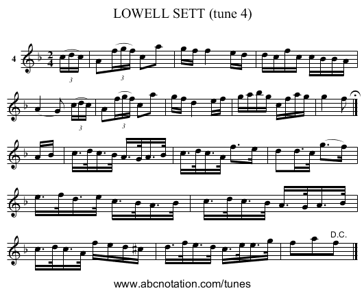 LOWELL SETT (tune 4) - staff notation