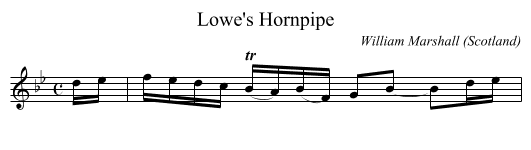 Lowe's Hornpipe - staff notation