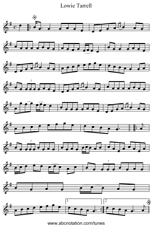 Lowie Tarrell - staff notation