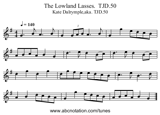 Lowland Lasses.  TJD.50, The - staff notation