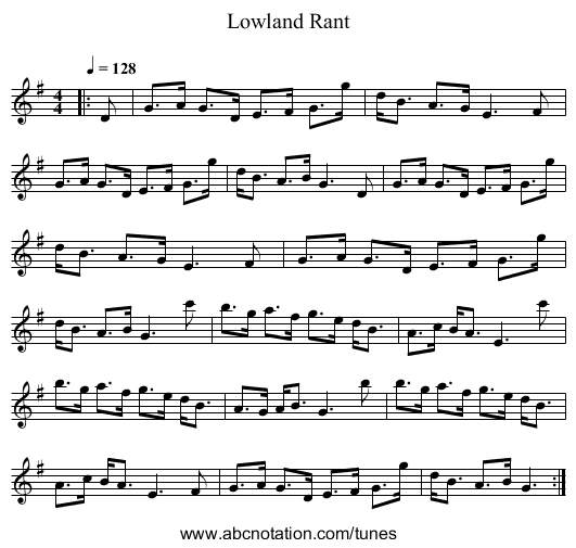 Lowland Rant - staff notation