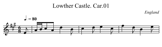 Lowther Castle. Car.01 - staff notation