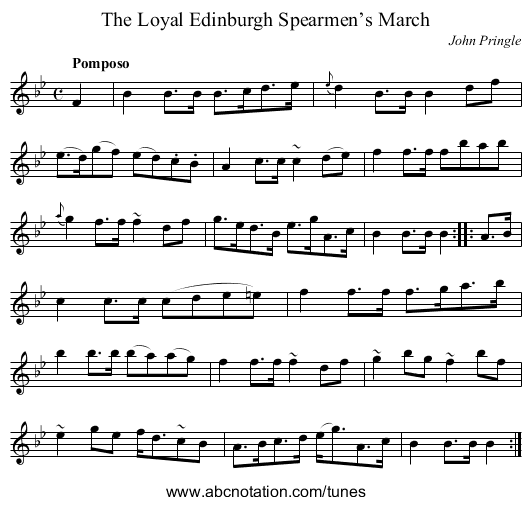 Loyal Edinburgh Spearmen’s March, The - staff notation