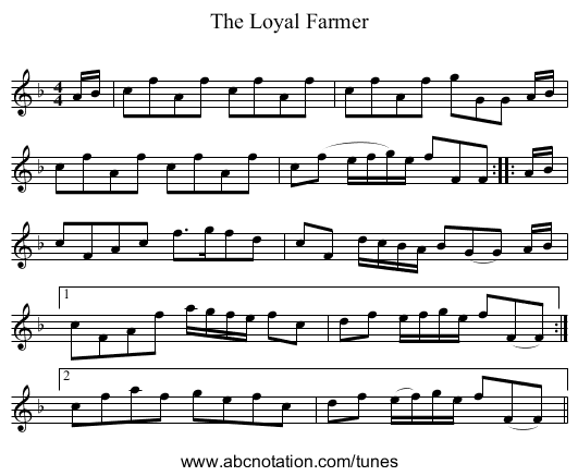 Loyal Farmer, The - staff notation
