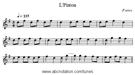 L'Piston - staff notation